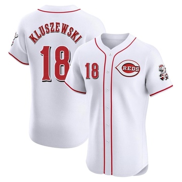 Ted Kluszewski Men's Elite Cincinnati Reds White Home Patch Jersey