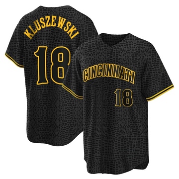 Ted Kluszewski Men's Replica Cincinnati Reds Black Snake Skin City Jersey