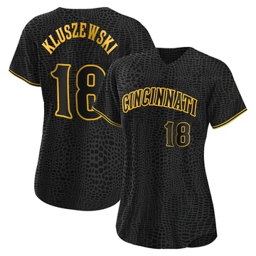 Ted Kluszewski Women's Authentic Cincinnati Reds Black Snake Skin City Jersey